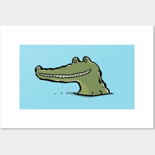 smiling croc Posters and Art